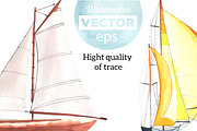 Watercolor Sailboats, a Sport Illustration by Olga Bonitas (Thumbnail 2 of 4)