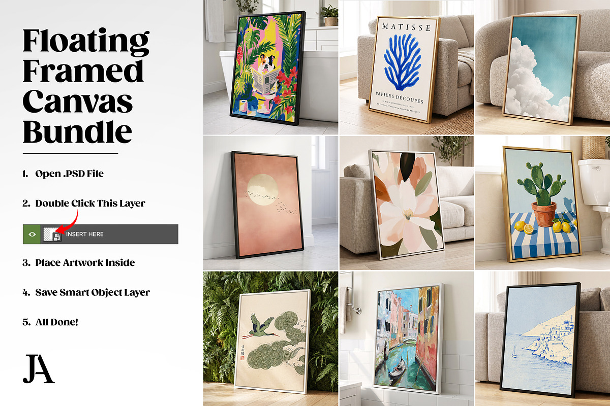 Framed Canvas Mockup Bundle PSD, a Household Mockup by Julian Adams (Photo 35 of 35)