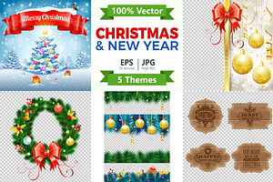 Christmas and New Year Backgrounds, a Decorative Illustration by TAlex