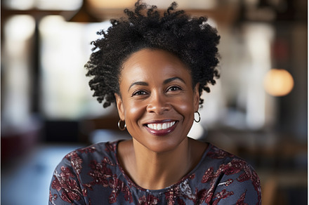 Middle aged black woman smiling, a Person Photo by Lermont51
