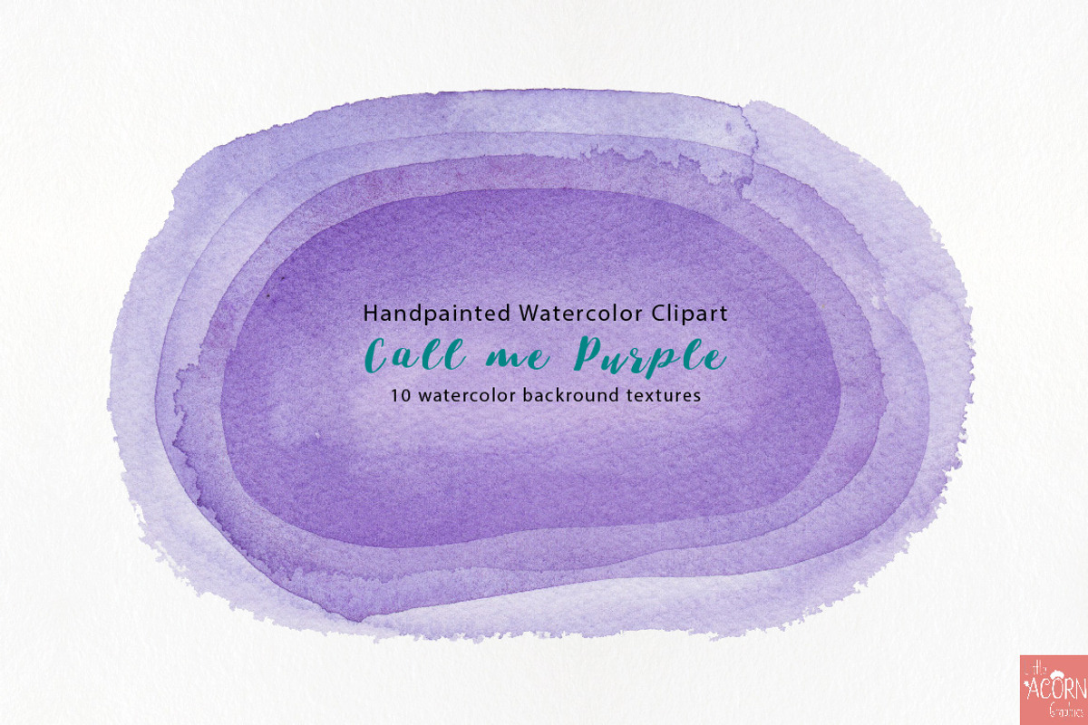 Watercolor Clipart Call me Purple, a Texture Graphic by LittleAcornGraphics (Photo 6 of 9)