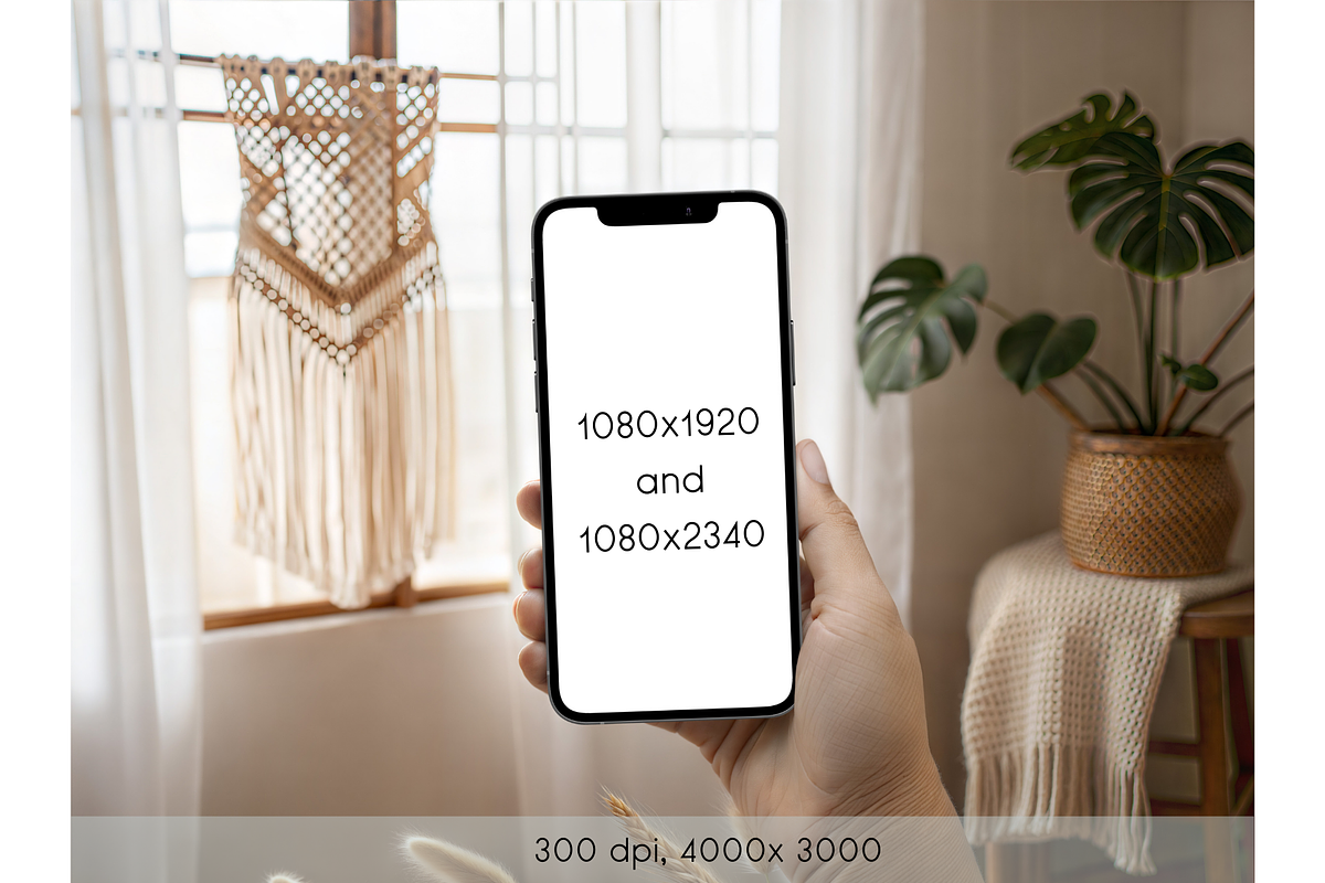 Boho Handheld Phone Mockup, a Product Mockup by MockupWizard (Photo 2 of 4)