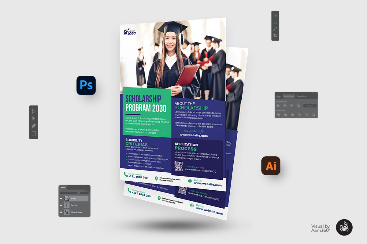 Scholarship Program Flyer Template, a Flyer Template by Aam360 (Photo 2 of 3)