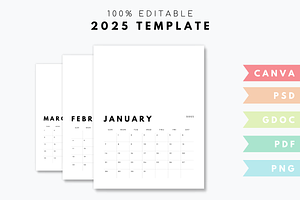 2025 Calendar Template Psd Canva