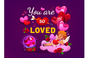 You are so loved Valentine's Day, a Seasonal Illustration by Vector Tradition
