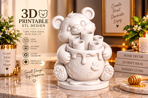 Bear Pencil Holder 3D Print STL