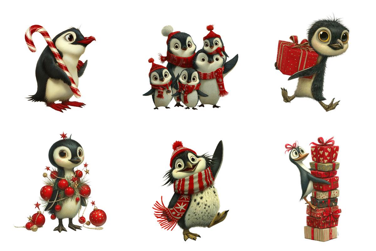 Christmas Penguin Clipart, an Illustration by CreationArt (Photo 3 of 5)
