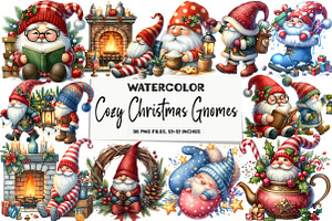Cozy Christmas Gnomes Clipart, an Illustration by DreamArtGraphic