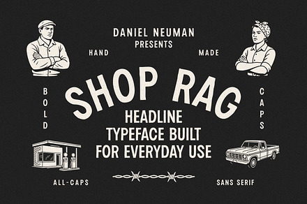 Shop Rag | Rugged Display Typeface, a Sans Serif Font by Daniel Neuman