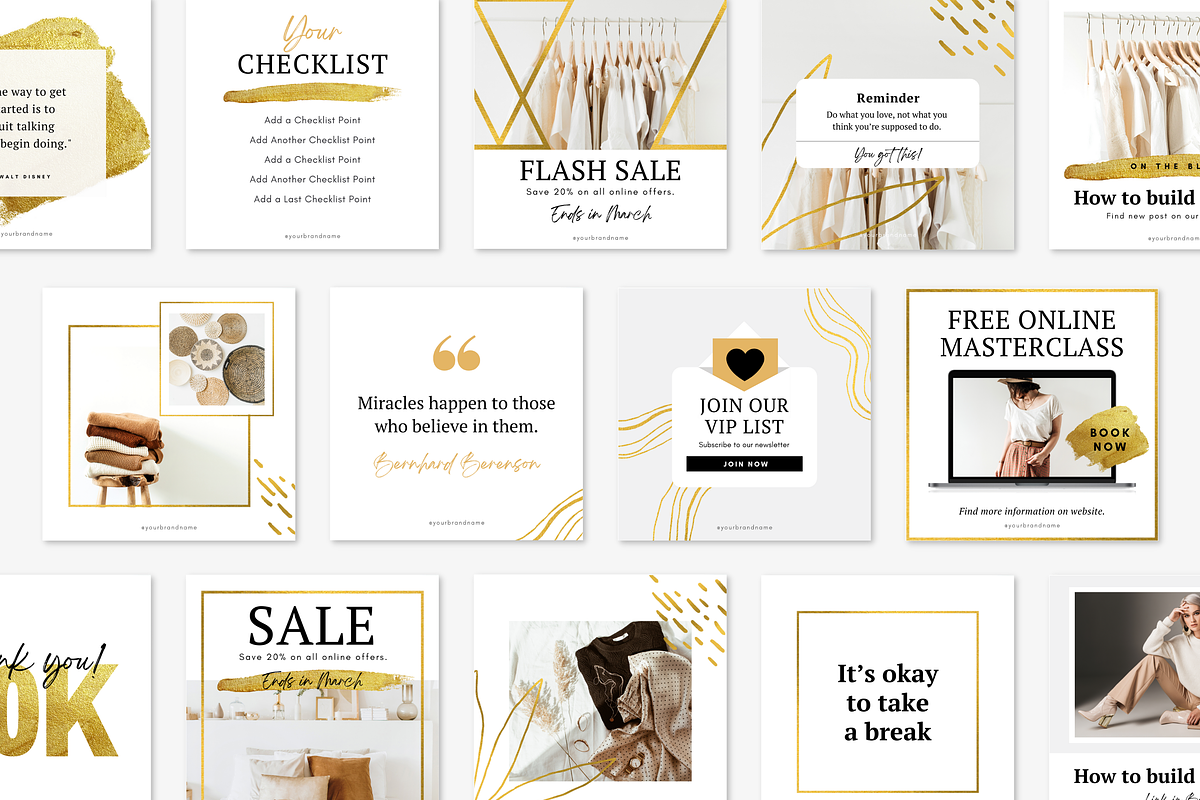 Gold Instagram Canva Templates, a Social Media Template by DeeBeeDesign