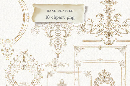 Vintage Gold French Ornamental Set, a Decorative Illustration by AlenaVlasko stock Market