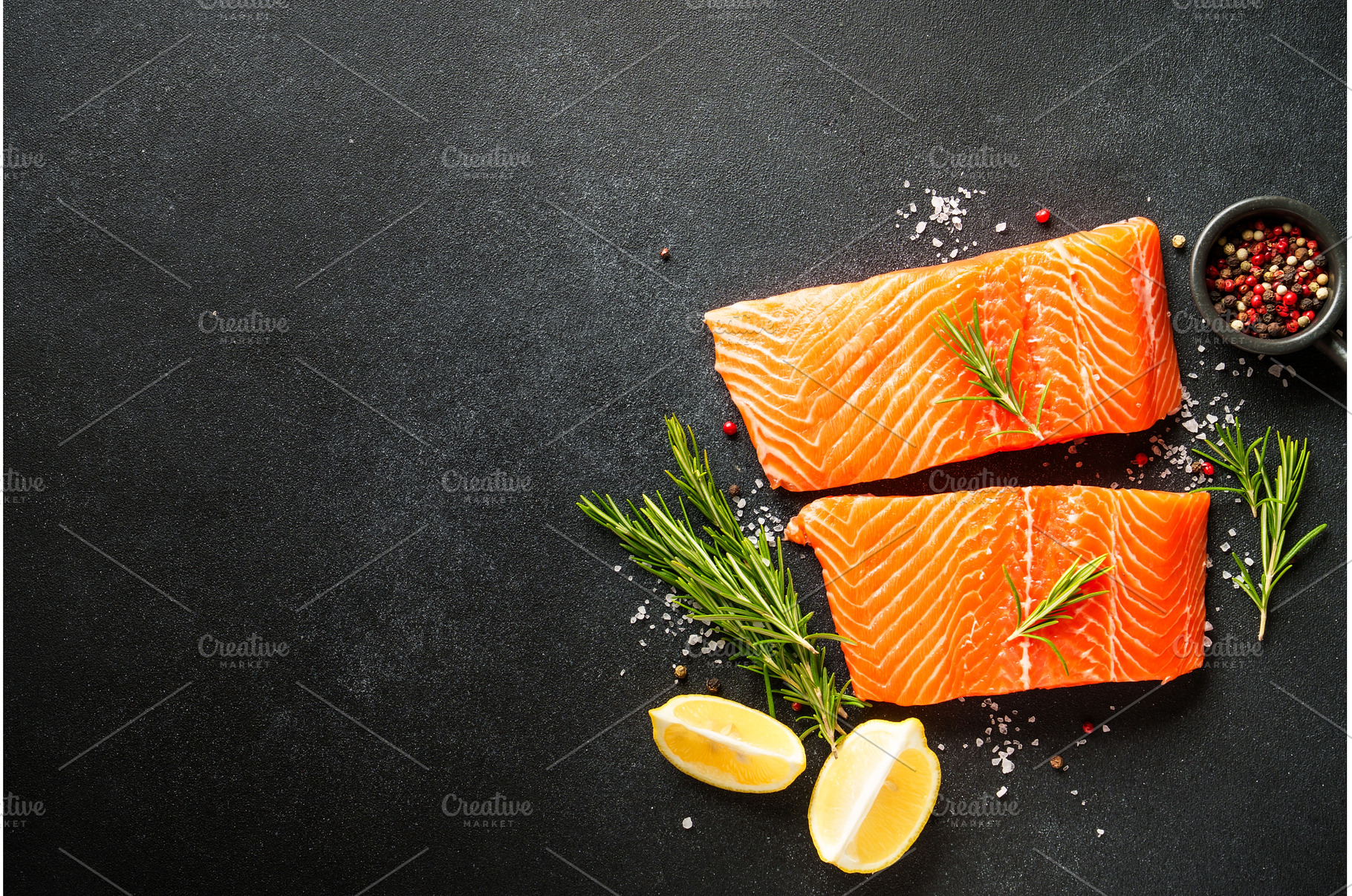 Salmon fish with spices and rosemary, a Food & Drink Photo by Nadia-nb