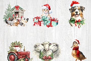 Vintage Christmas Farm Clipart, a Seasonal Illustration by LA Design (Thumbnail 2 of 9)