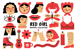 "RED GIRL" Graphics Collection