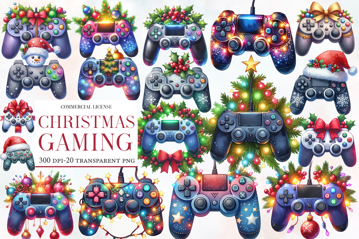 Christmas Gaming Controllers clipart, an Illustration by Designworld (Photo 1 of 6)