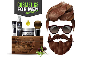 Male Beard And Hair Style Set