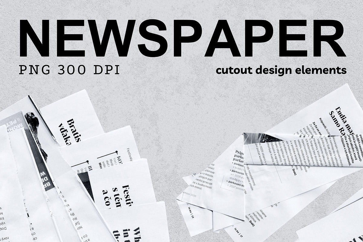Newspaper Cutouts Collage Grunge Kit, an Object Graphic by ilonitta (Photo 9 of 10)