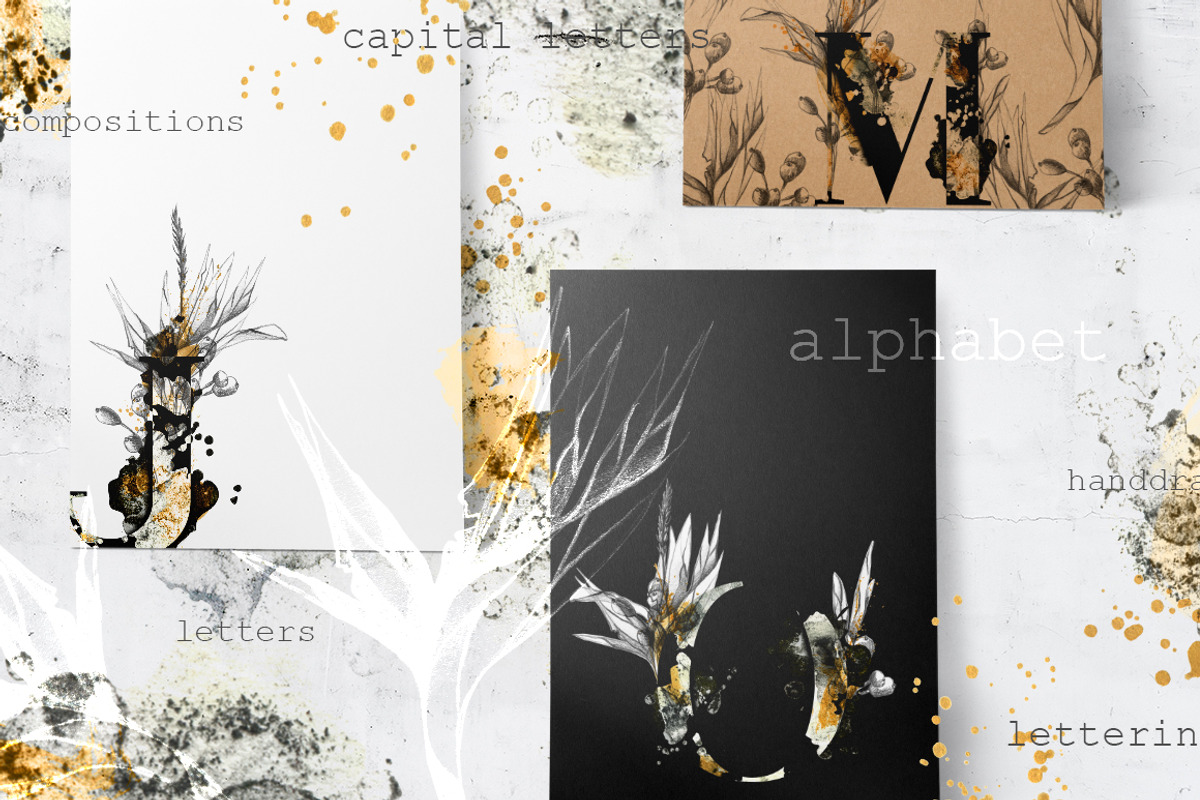 CHARCOAL & GOLD GRAPHIC COLLECTION, a Texture Illustration by Luna Dreams (Photo 2 of 11)