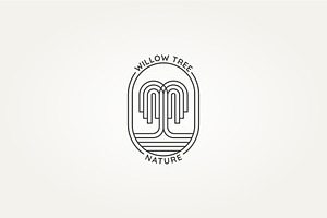 willow tree nature line art logo, a Branding & Logo Template by Blazybone