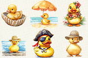 Watercolor Summer Duck Clipart, an Illustration by OK Design (Thumbnail 2 of 5)