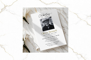 Funeral Invitation B&W Canva FR001, an Invitation Template by TyphoonStudio