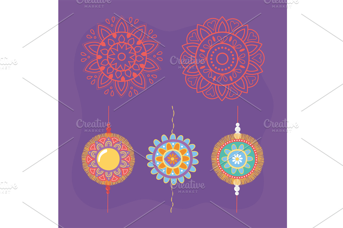 set of bracelet and mandalas, an Illustration by studiogstock