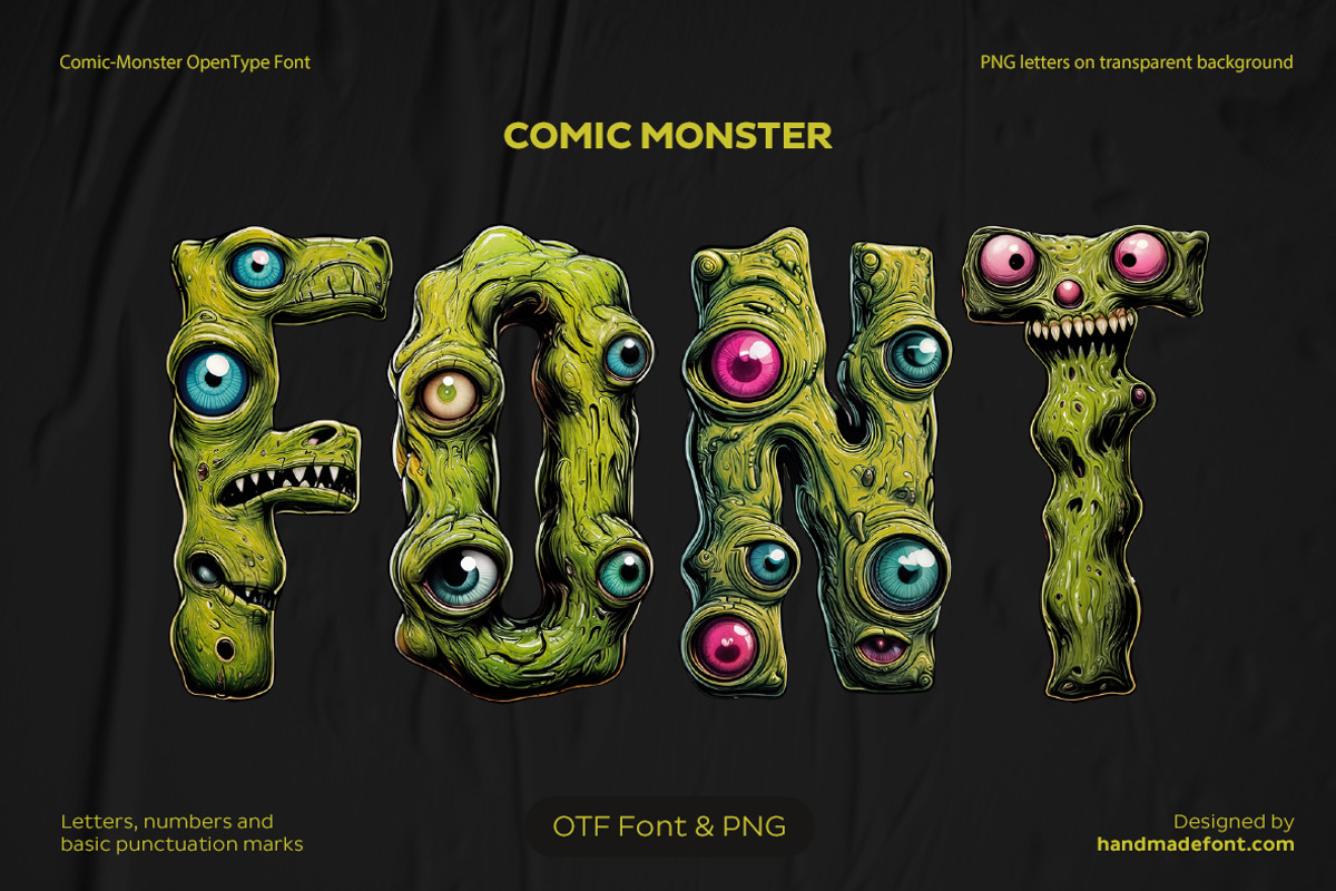 Comic Monster Font, a Serif Font by Handmadefont (Photo 1 of 11)
