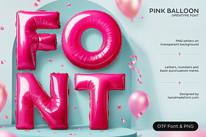 Pink Balloon Font, a Sans Serif Font by Handmadefont