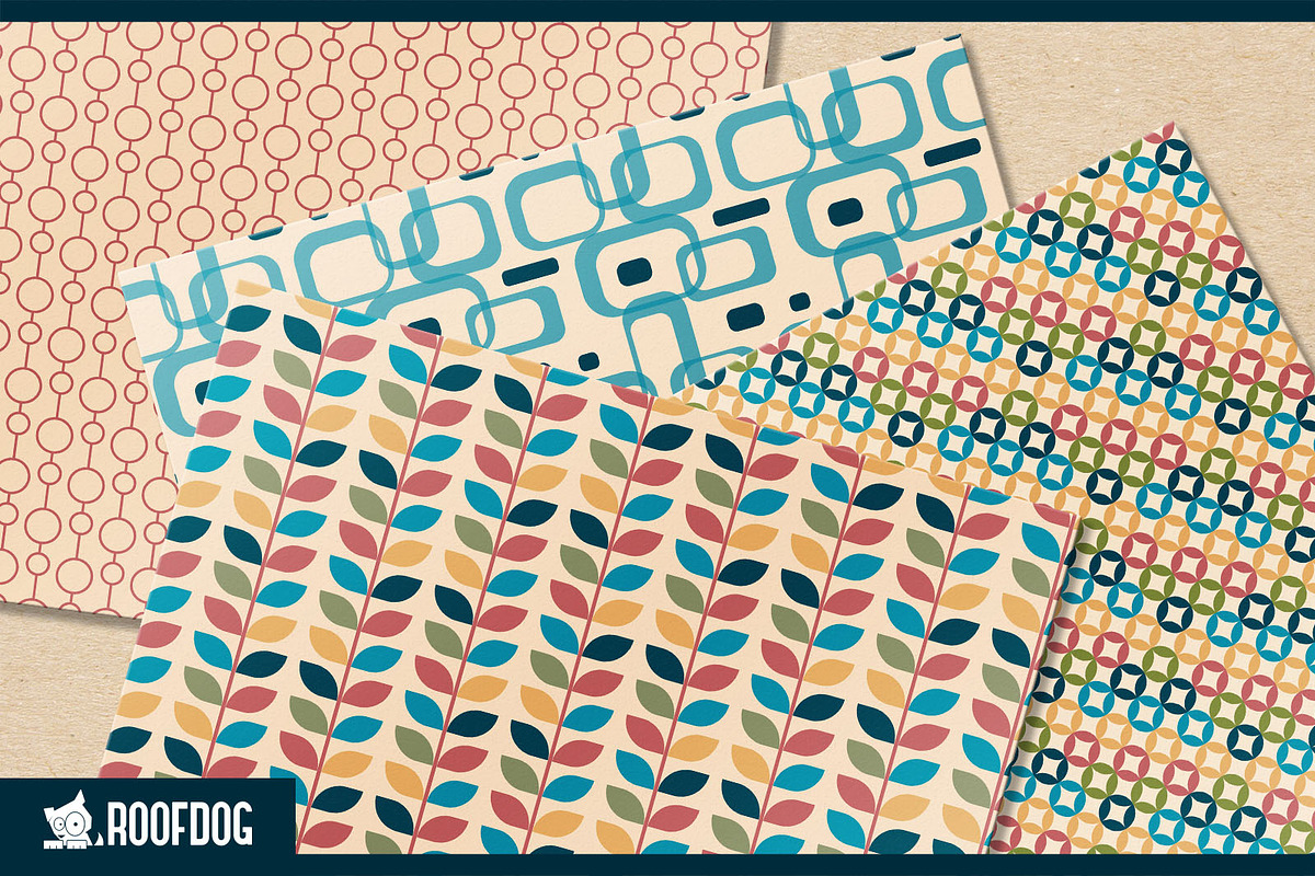 Retro themed digital papers, a Pattern Graphic by Roofdog Design