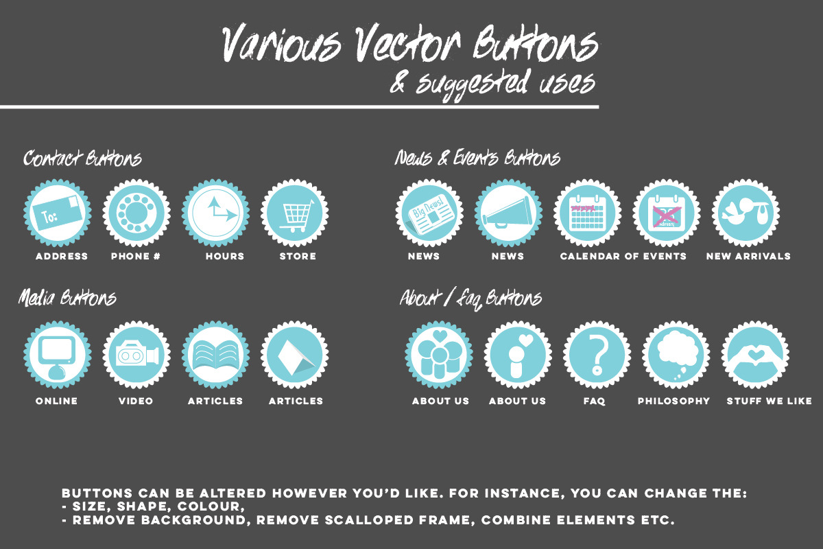 Vector Buttons and Ribbons, a Templates & Theme by Rainy City Press (Photo 2 of 3)