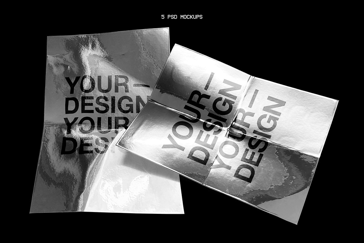 Silver Paper Textures + 5 Mockups, a Texture Graphic by Marie T (Photo 9 of 17)