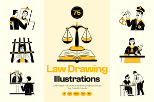 Law Drawing Illustration Set, a Person Illustration by Vectors Market