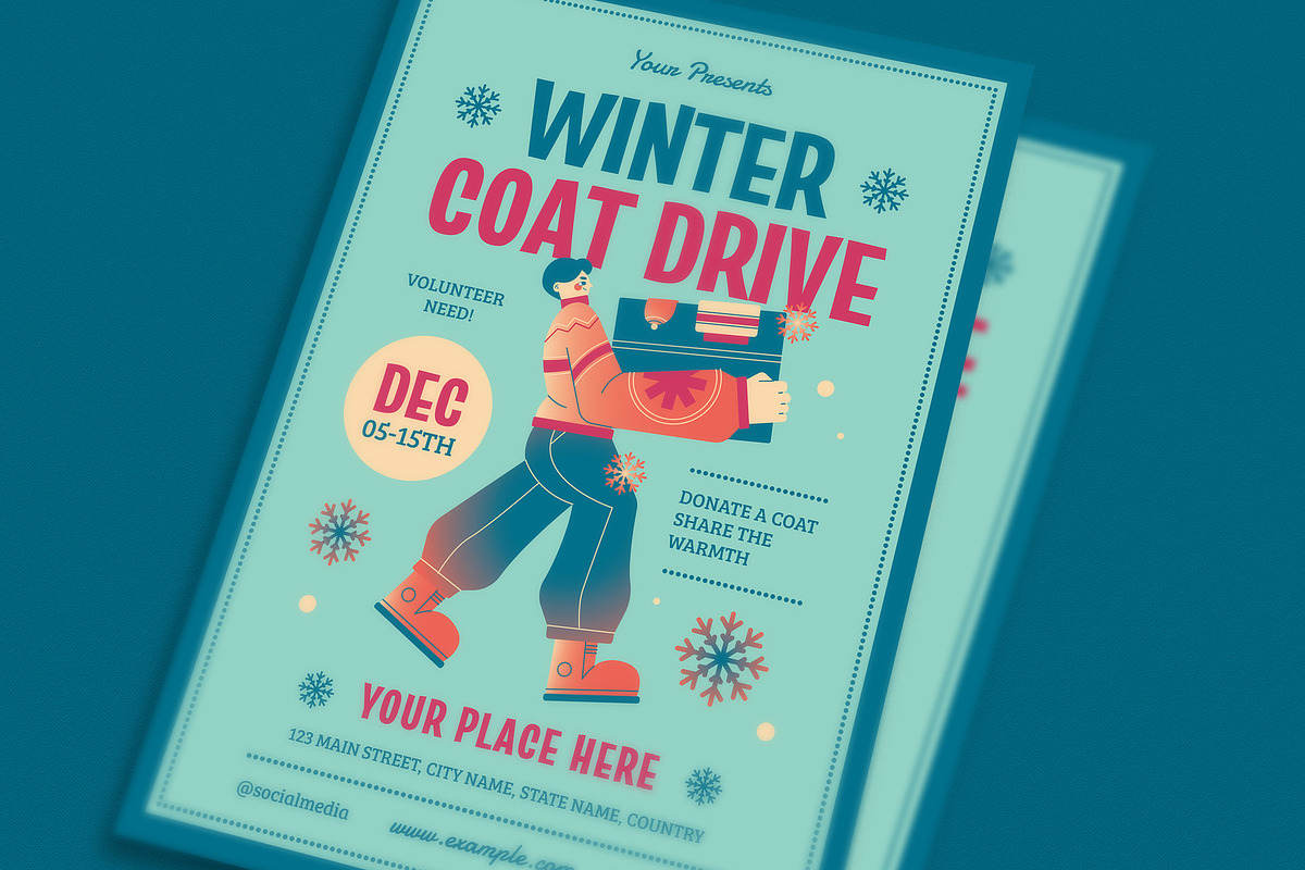 Modern Winter Coat Drive Flyer, a Flyer Template by VectorVactory (Photo 3 of 3)