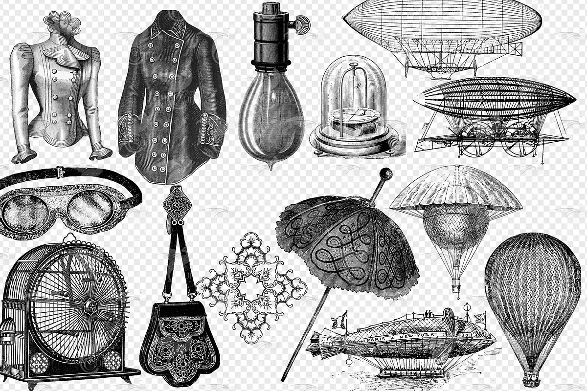 Steampunk Ephemera Clipart, an Illustration by Digital Curio (Photo 3 of 3)
