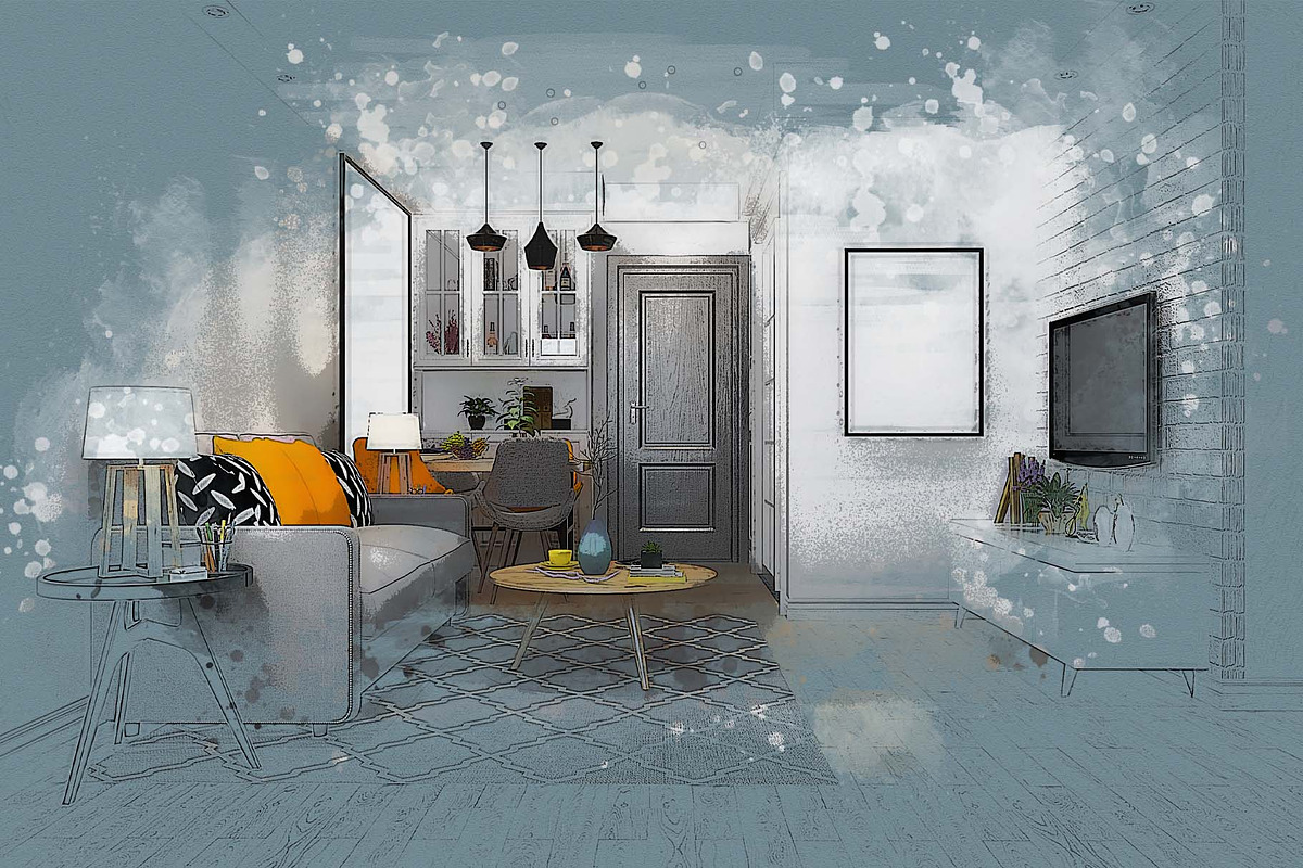 Interior Watercolor Painting, an Action Add-On by MRI STUDIO (Photo 6 of 11)