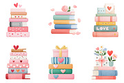 Valentine Stack of Books Clipart, an Illustration by Dream Creation (Thumbnail 3 of 7)
