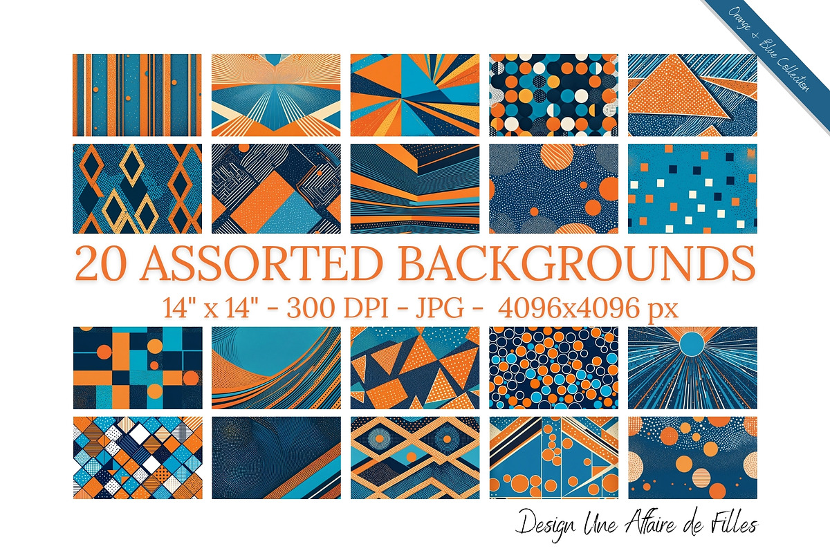 ORANGE & BLUE 20 BACKGROUND, a Decorative Illustration by Une Affaire de Filles (Photo 1 of 6)