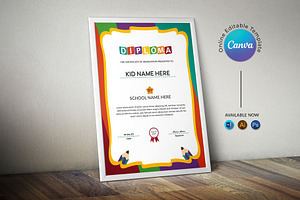 Colorful Kids Graduation Certificate, a Stationery Template by DesignDevisers