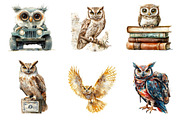 Watercolor Safari Owl Clipart, an Illustration by CreationArt (Thumbnail 5 of 5)