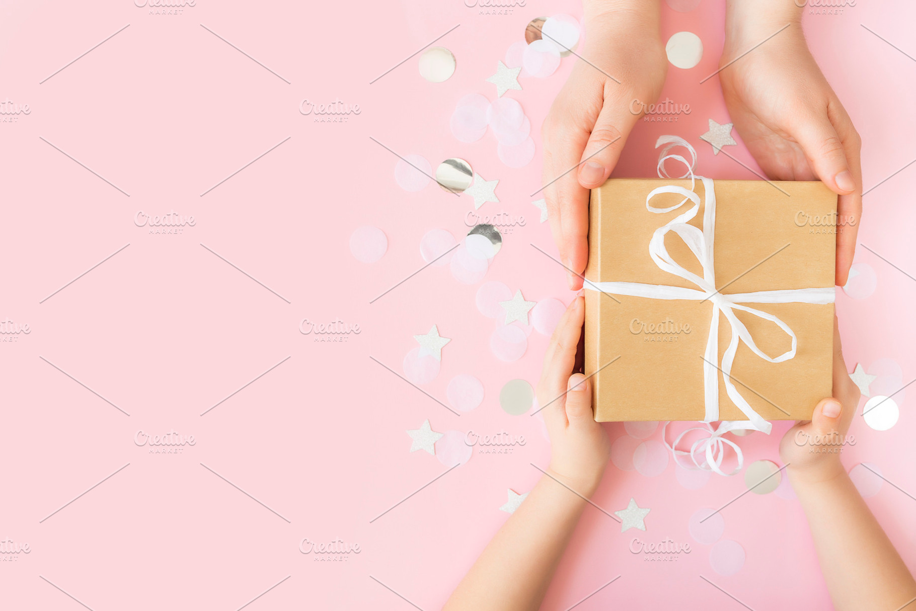 Hands giving paper gift box, a Holiday Photo by Lenor4ik