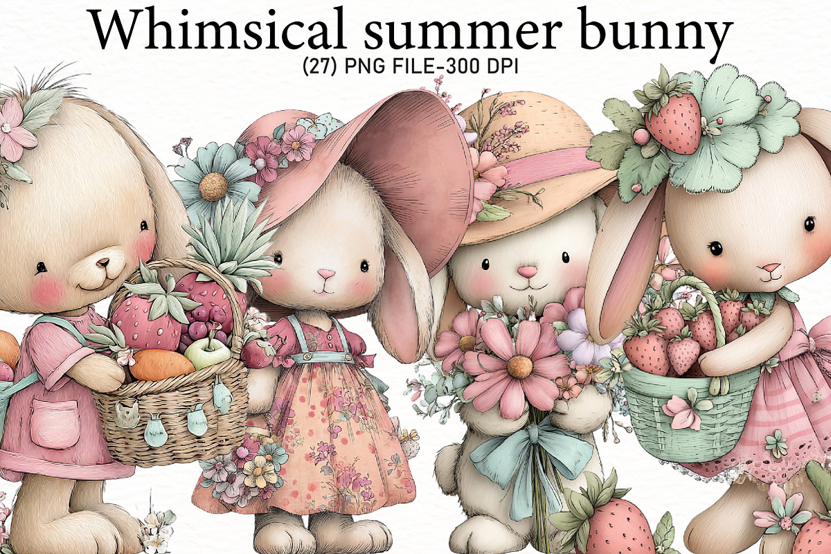 whimsical summer bunny, an Illustration by Designworld (Photo 1 of 6)
