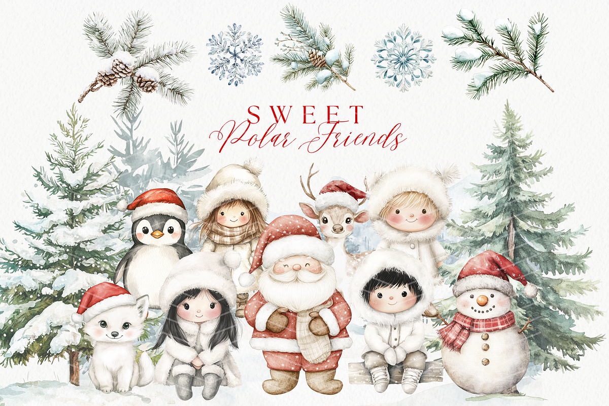 Arctic Animal Clipart Fox, Deer, a Seasonal Illustration by ClipArtCharm (Photo 3 of 5)