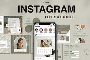 Sage Green Instagram templates Canva