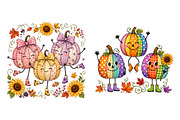 Trio Pumpkin PNG Clipart Bundle, a Seasonal Illustration by Nicolle's Colorful Art (Thumbnail 5 of 6)