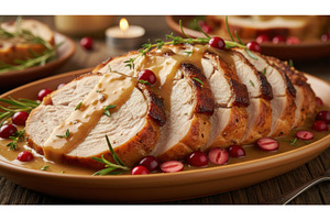 Close-up of sliced, roasted turkey, a Food & Drink Photo by Igor Tichonow