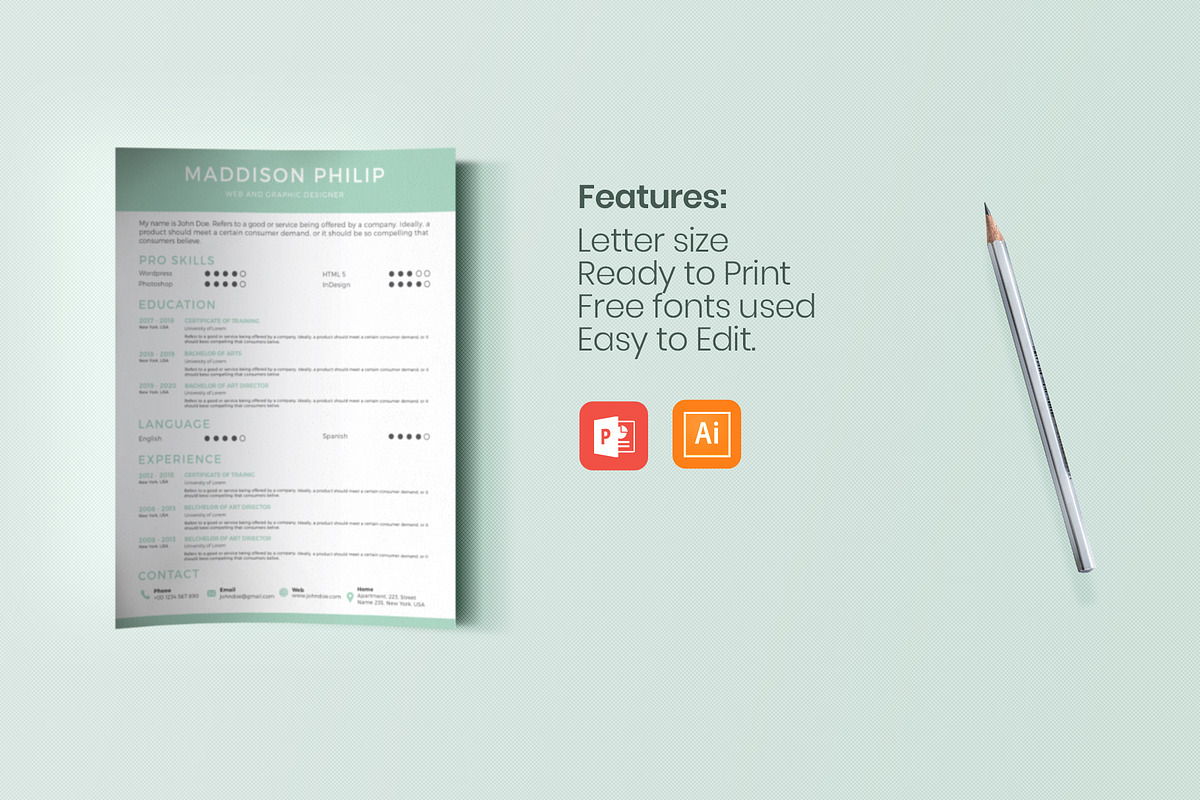 BRIGHT Resumes Bundle, a Resume Template by slidequest (Photo 6 of 11)