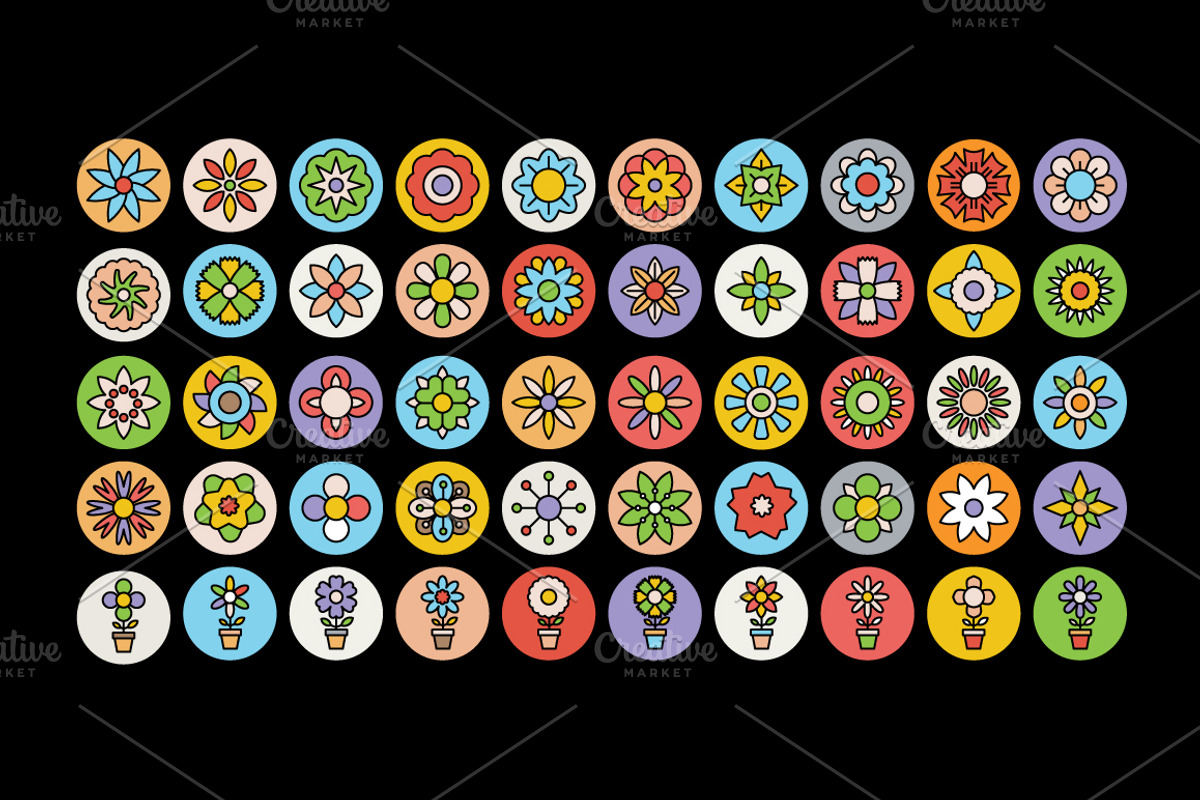 150 Flowers and Floral Vector Icons preview 3