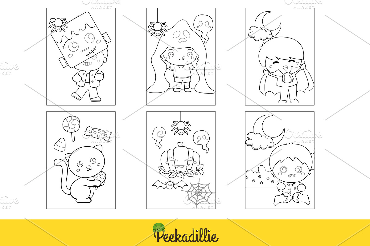 Halloween costumes kids Coloring, a Graphic by Peekadillie Art (Photo 2 of 3)