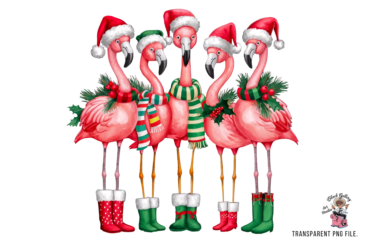 Flamingo Christmas PNG, an Illustration by Clipart Bloom (Photo 1 of 2)