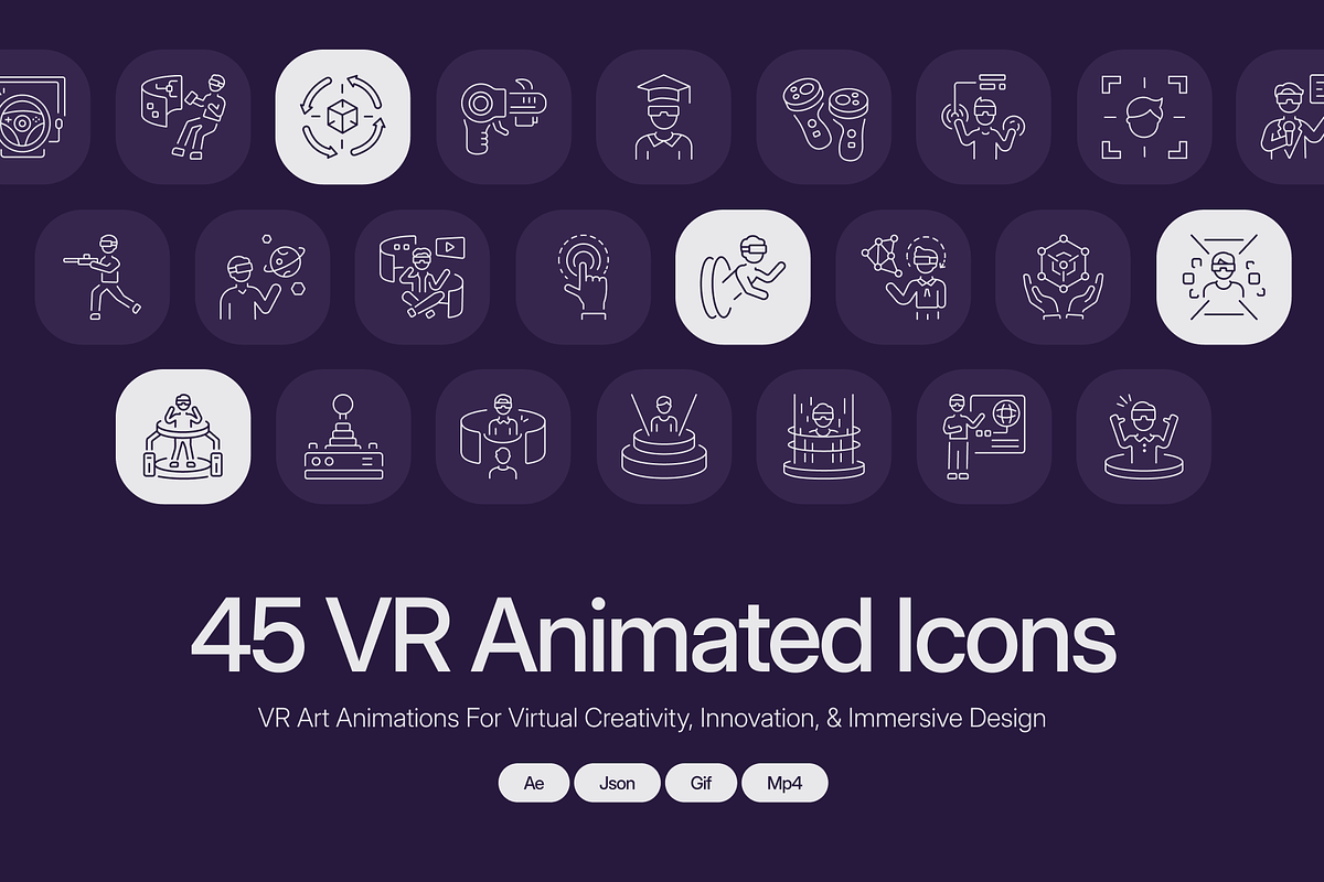 Animated VR Icon Art Set, an Outline Icon by Prosymbols (Photo 1 of 4)